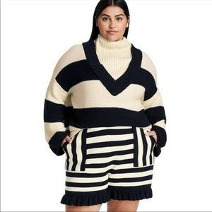 Victor Glemaud x Target Striped High-Rise Knit Shorts Black/White Sz 3X